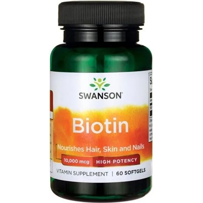 Swanson Biotin, 10000 mcg, 60 меки капсули, Swanson (SW1686)