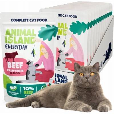 ANIMAL ISLAND Everyday Beef fillets in broth Box 12 x 85 g