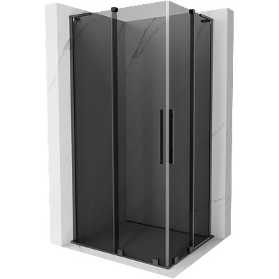 Mexen Velar L Двойна плъзгаща се душ кабина 90 x 80 см, графит, четка сив - 871-090-080-02-43-66 (871-090-080-02-43-66)