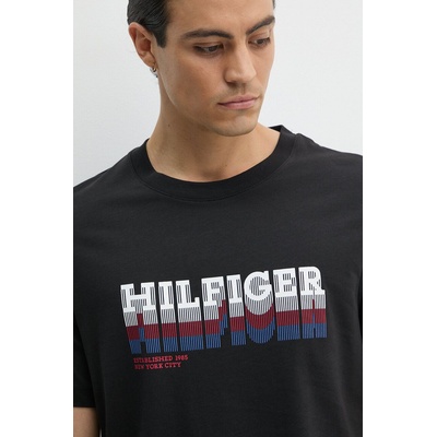 Памучна тениска Tommy Hilfiger в черно с принт MW0MW34377 (MW0MW34377)