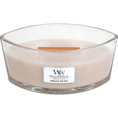 WoodWick Vanilla & Sea Salt ароматна свещ с дървен фитил 453, 6 гр