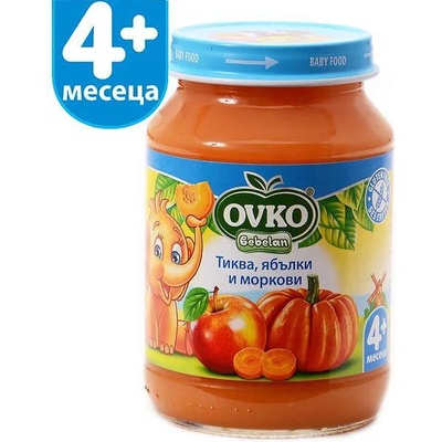 OVKO Bebelan - Пюре тиква, ябълка и морков 4 месец 190 гр (2097)