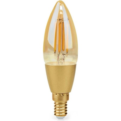 Nedis Wi-Fi chytrá LED žárovka s vláknem/ E14/ svíčka/ 4,9W/ 230V/ 470lm/ teplá bílá/ 1800 3000K/ stmívatelná/ sklo