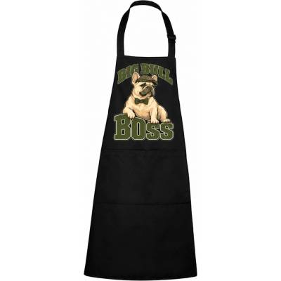 Dobrý Triko Zástěra s potiskem Big bull boss Černá