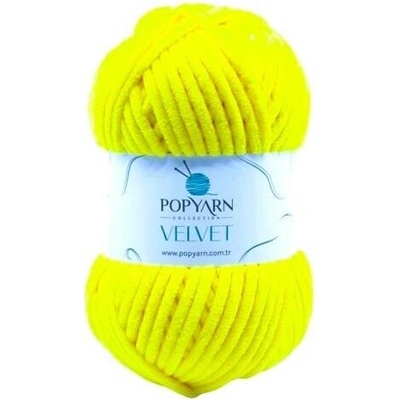 POPYARN Pletací příze Velvet B058 - žlutá citronová