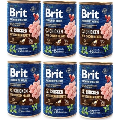 Brit Premium by Nature Kuracie mäso s kuracími srdiečkami 6 x 800 g