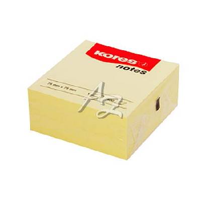 samolepicí bloček Kores 75x75mm/400ks Cubo Žlutý