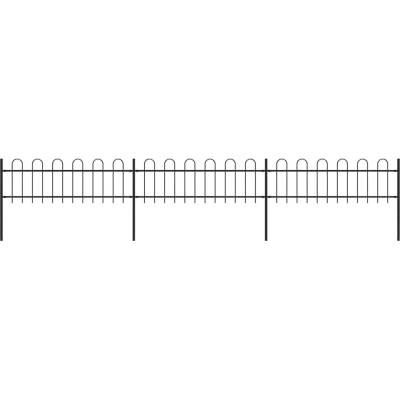 OMAXI Zahradní plot s obloukem nahoře ocelový 504 x 60 cm černý 710617