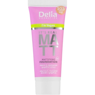 Delia Cosmetics It's Real Matt матиращ фон дьо тен цвят 103 Warm Beige 30ml
