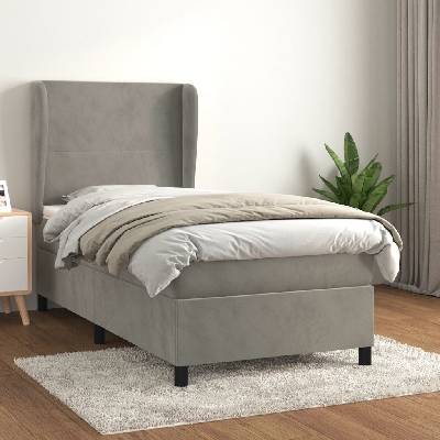 Petrashop 3129075 boxspring postel s matrací světle šedá samet