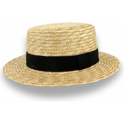 Krumlovanka letní slaměný boater klobouk žirarďák s vyšší krempou natural Canotier P-46001