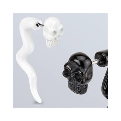 Šperky4U falešný piercing do ucha lebka FP01025-W