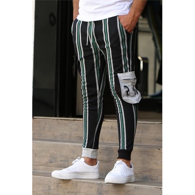 Madmext Мъжко спортно долнище 4087 - Черно с зелено 286082 (286082_Многоцветен)