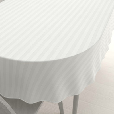 Biante Damaškový oválný ubrus Atlas Gradl bílé proužky 22 mm DM-008 140x220 cm