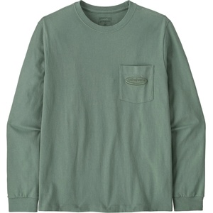 Patagonia Мъжка блуза с дълъг ръкав Patagonia L/S MW '95 Oval Logo Pocket Tee Longsleeve - Cover Green (217-0790-0114)