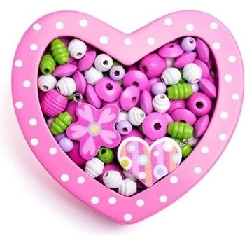 Image 1 of Woodyland Woody - Дървени мъниста за нанизване - Малко розово сърце
