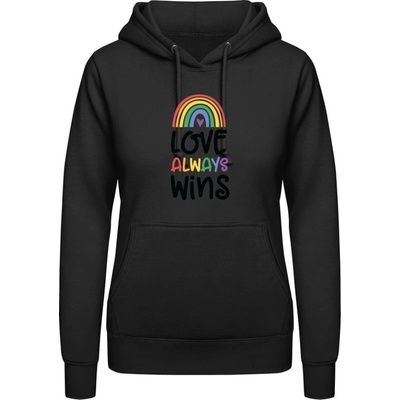 AWDis Dúhová mikina s Nápisom Love Always Wins čierna