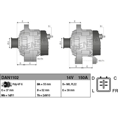 Alternátor DENSO (DE DAN1102)