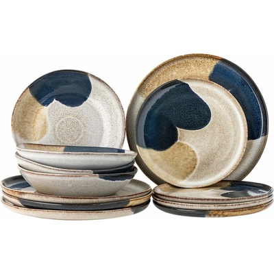 Bloomingville Kameninová jedálenská súprava Jules 12 ks