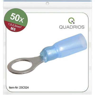 Quadrios 23C524 guľaté káblové oko Prierez=2.5 mm² Ø otvoru=8.5 mm čiastočne izolované modrá 50 ks