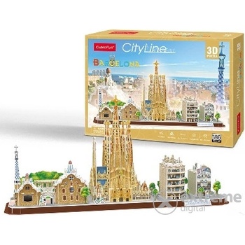 CubicFun 3D puzzle CityLine panorama Bracelona 186 ks