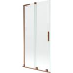 Mexen Velar L параван за вана, двукрилен плъзгащ се 90 x 150 cm, прозрачен, розово злато - 896-090-003-01-60 (896-090-003-01-60)