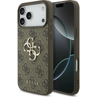 GUESS PU 4G Metal Logo Задний калъф за iPhone 17 Pro Max Brown Guess | Kafyav | МЪЖЕ | UNI