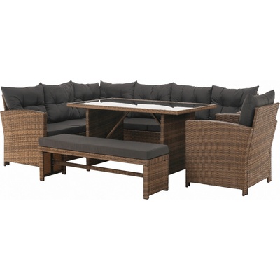 Kondela SAGIR Záhradný ratanový set, svetlohnedá/sivohnedá,