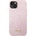GUESS Glitter Flakes Metal Logo Case - хибриден удароустойчив кейс за iPhone 14 (розов)