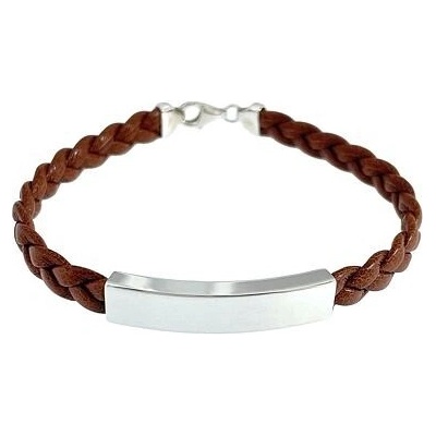 Infinitysilver kožený náramek se stříbrnou destičkou SB19027021