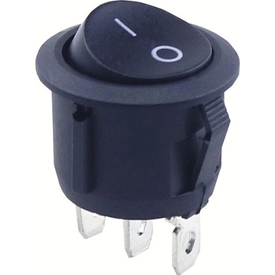 Kolébkový vypínač kulatý KCD1, 19mm, 250V/6A, 3-pin, čierny