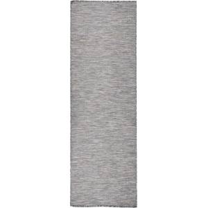 vidaXL Градински плоскотъкан килим, 80x250 см, кафяво и синьо (340814)