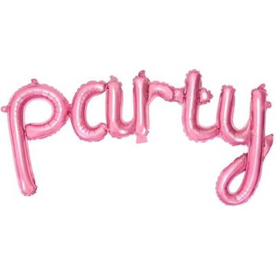 Party Deco Фолиев Надпис "Party" в Розово, 80х40см (FB4P-081)