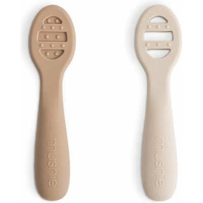 Mushie First Feeding Baby Spoons lžička Natural/ Shifting Sand 6m+ 2 ks
