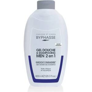 BYPHASSE Men Groovy Paradise 2 in 1 Shower Gel & Shampoo 600ml - душ гел и шампоан за мъже