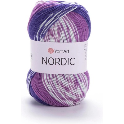 Yarn Art příze Nordic 658 variace fialové a bílé