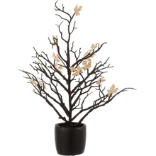 Černý dekorační stromek se zlatými lístky Tree Glitt 15*15*44 cm J-Line by Jolipa