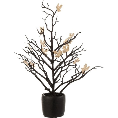 Černý dekorační stromek se zlatými lístky Tree Glitt - 15*15*44 cm - J-Line by Jolipa