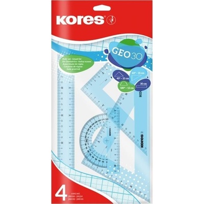 Kores GEO set 15cm, set plastových pravítek, 4 ks v polybagu (42103) – Zbozi.Blesk.cz