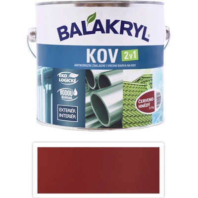 Balakryl Kov 2v1 vodou riediteľná antikorózna farba na kov 2,5L Červenohnedá