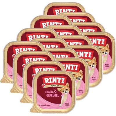 RINTI Ваничка Rinti Gold Mini Adult телешко и птиче 16 x 100 г