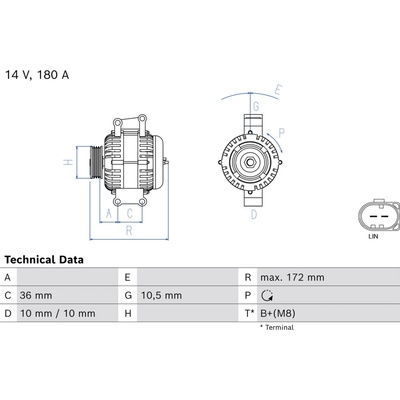 Alternátor BOSCH 0 986 086 030 (0986086030)