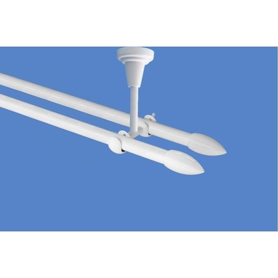 OK-GarnýžeCZ Garnýž kovová dvouřadá 16mm Špice double bílá 190 cm do stropu / na tunýlek - bez kroužků