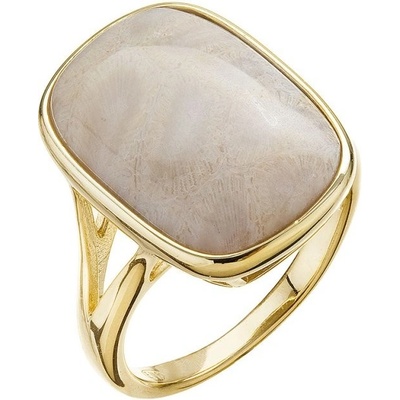 Evolution Group Pozlacený prsten obdélník s pravým fosilním korálem 15026.3