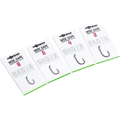 Korda Basix Wide Gape Hooks Barbed vel.4 10 ks