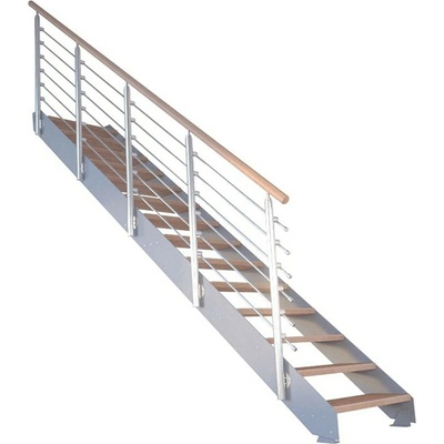 StarWood Kovové schody Kos 15 st. dub olej. 87 cm design. zábradlí šedá