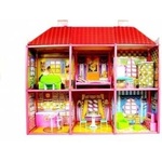 LEAN Toys Dolls House - Large Villa with Furniture + FREE DOLL