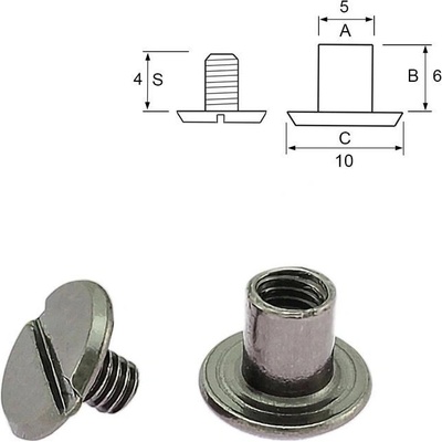 Pro Háčkování Nýt šroubovací 6 mm, Ø 5 mm černý nikl Počet: 100 ks – Zboží Dáma