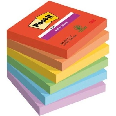 POST-IT Bloček Post-it Super Sticky PLAYFUL, veľkosť 76x76 mm, 6 bločkov po 90