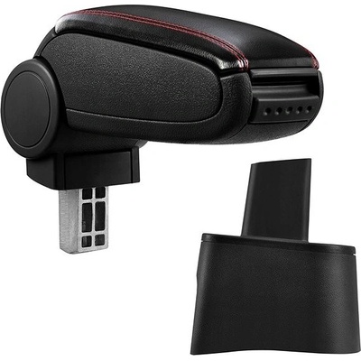 PROTEC – Lakťová opierka, Seat Ibiza 6L, syntetická koža, čierna, červené prešívanie 2002 - 2008